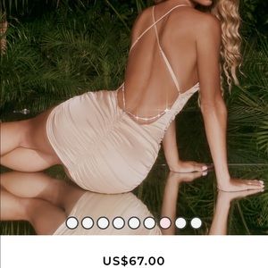 OhPolly Midnight Seduction Runched Backless Satin Mini Dress